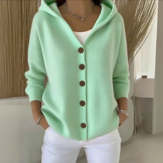Zoé - Cardigan Morbido in Maglia con Cappuccio