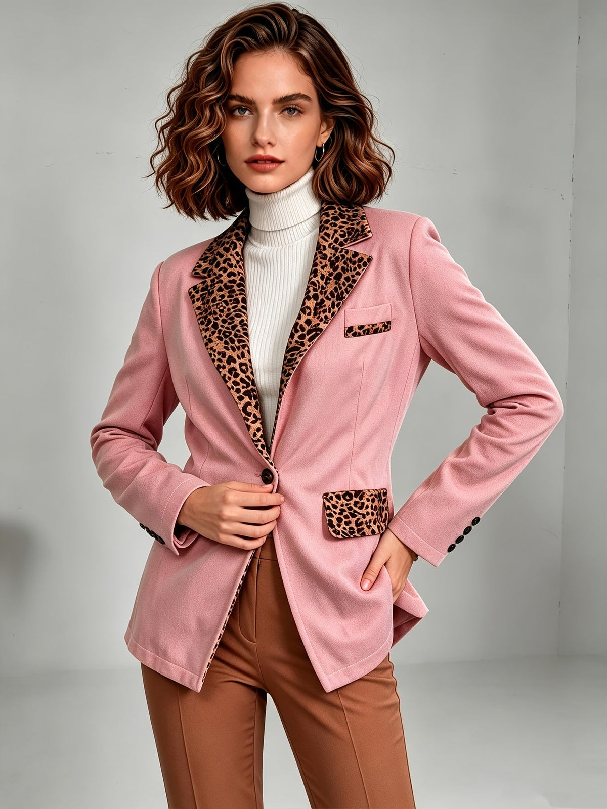 Clementine | Blazer aderente in velluto con dettagli leopardati