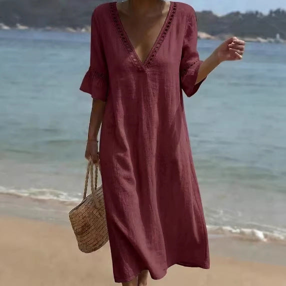 ELARA | Abito Maxi Leggero e Confortevole in Stile Costiera