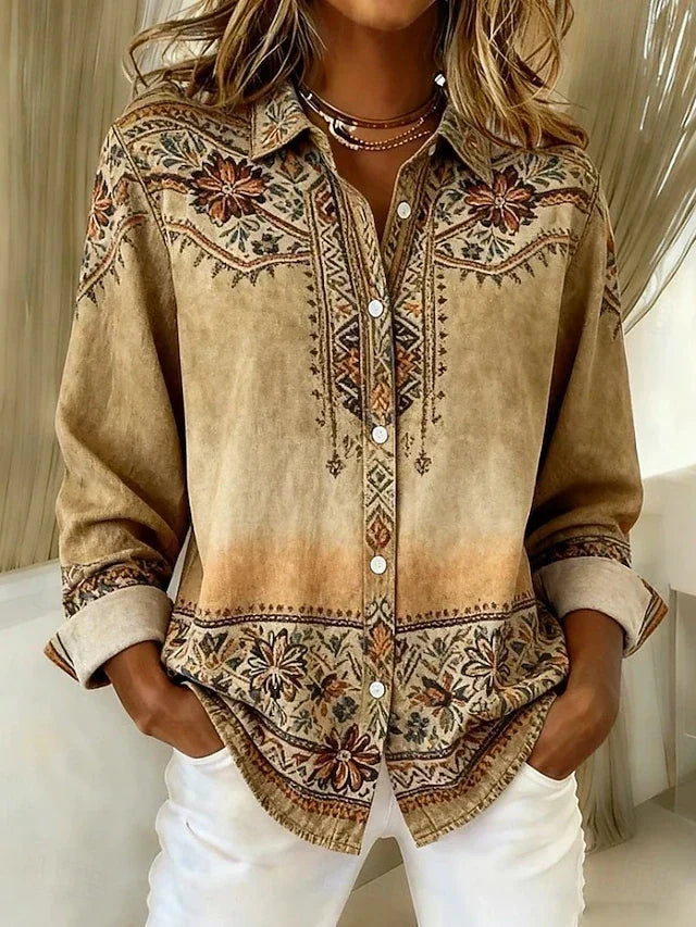 Rexanna™ | Blusa Vintage a Fiori con Bottoni Frontali