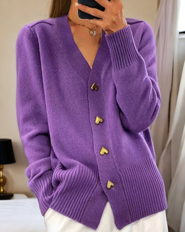 Michaela | Cardigan da Donna con Scollatura a V e Bottoni Frontali