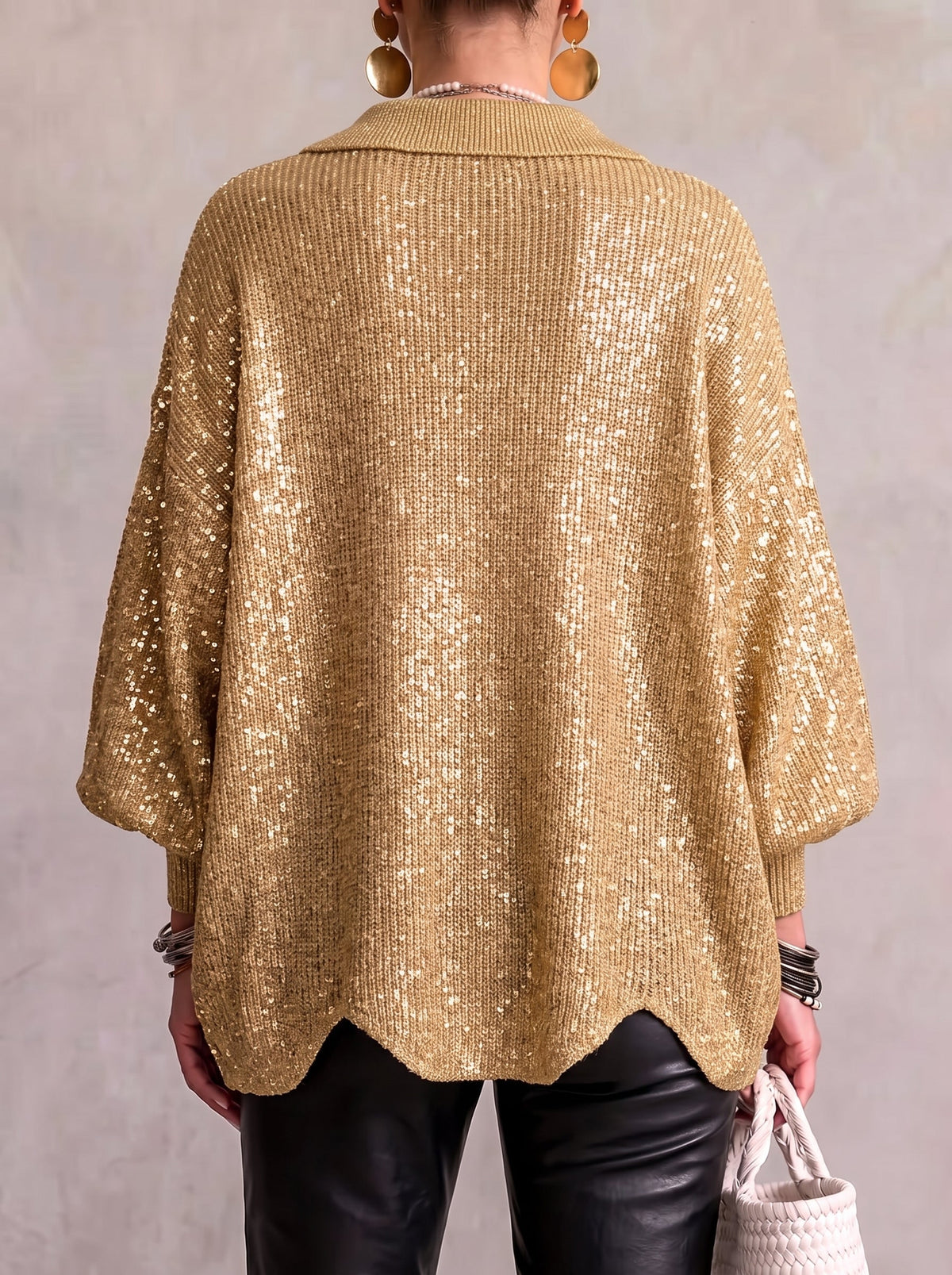 Elvinia™ | Cardigan Oversize con Collo e Grandi Bottoni Metallici