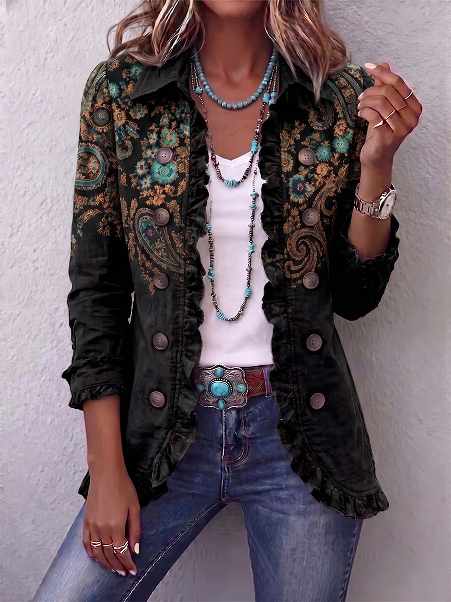 Lily™ | Giacca Ruffle in Stile Bohemien con Motivo Paisley