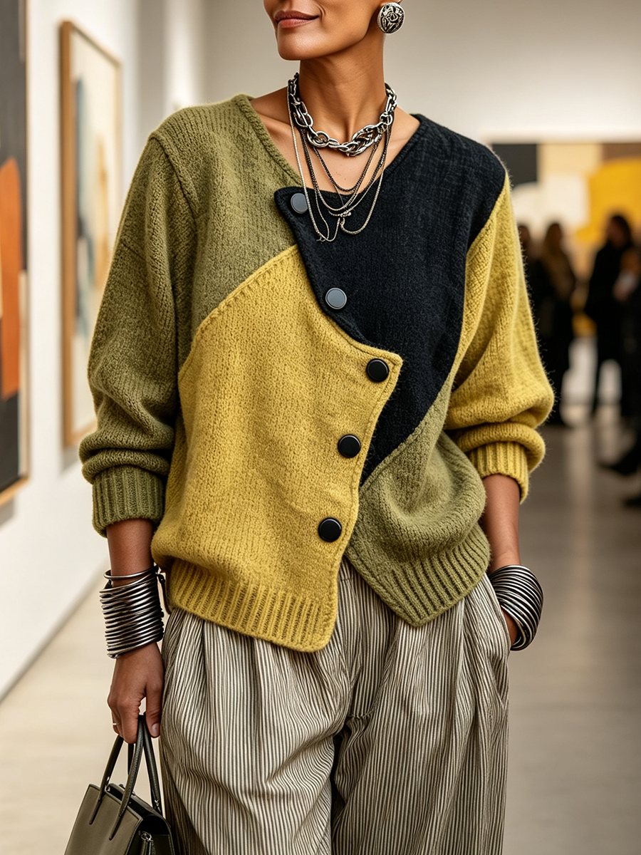Morbido | Maglione in Maglia (artigianale) Asimmetrico e Artistico