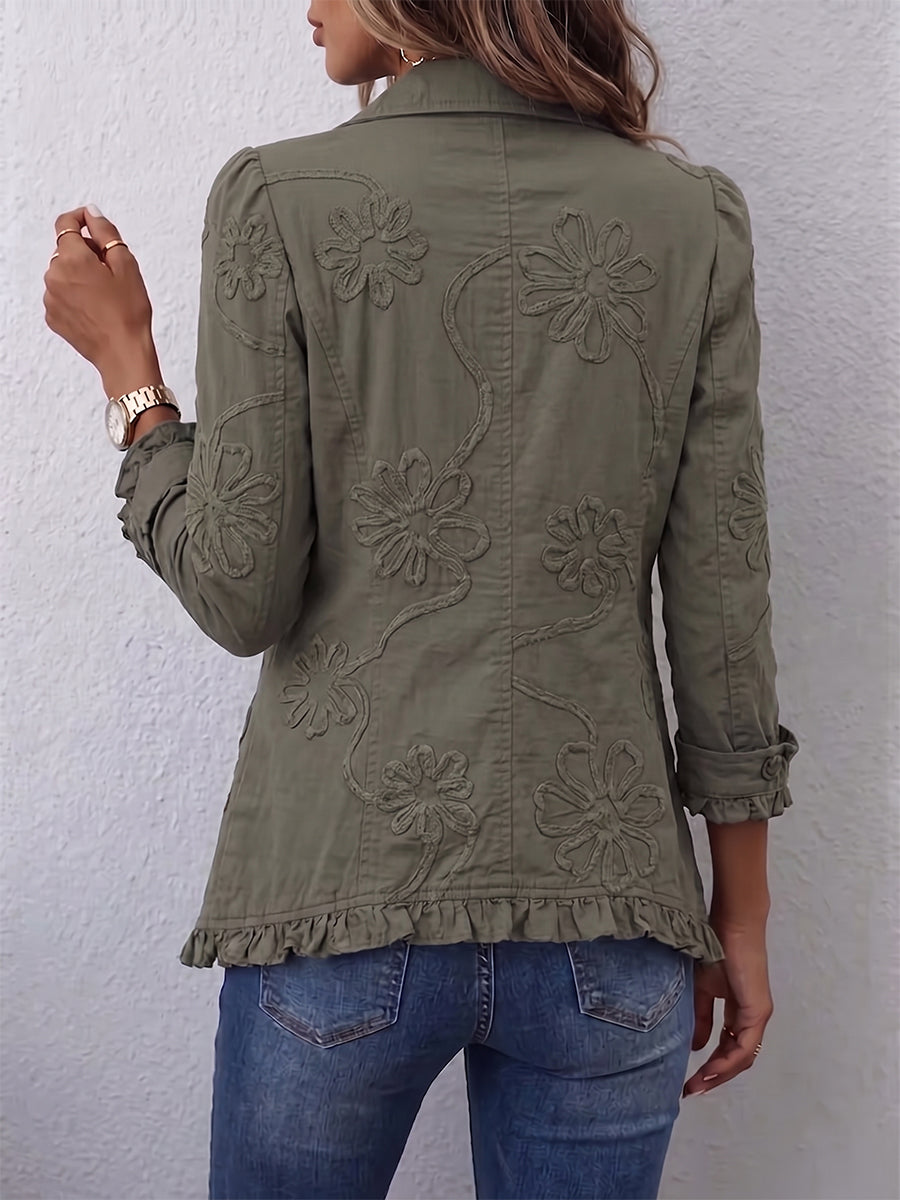 Kamberly™ | Giacca Utility Floreale Boho-Chic con Rouches