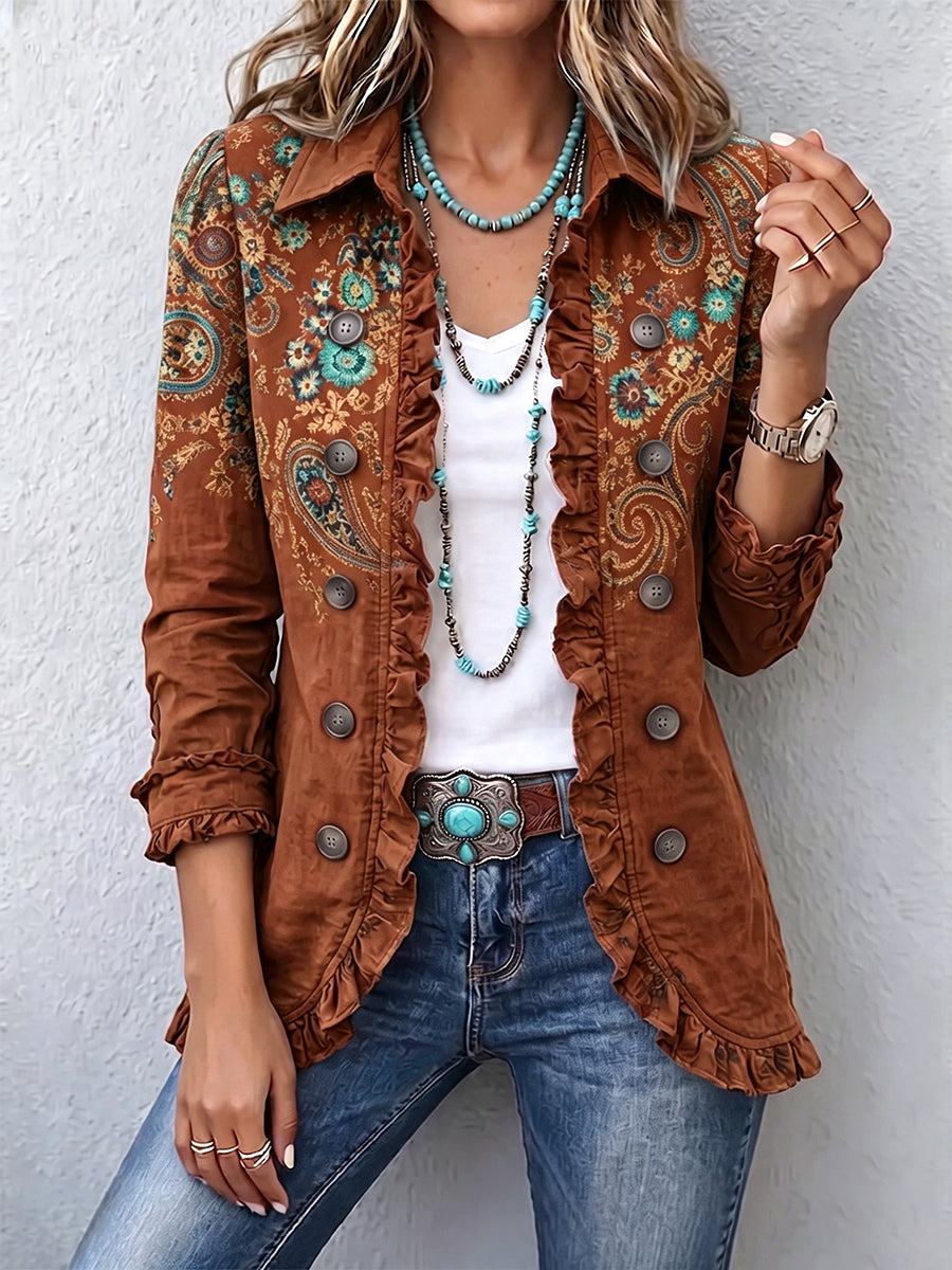 Lily™ | Giacca Ruffle in Stile Bohemien con Motivo Paisley