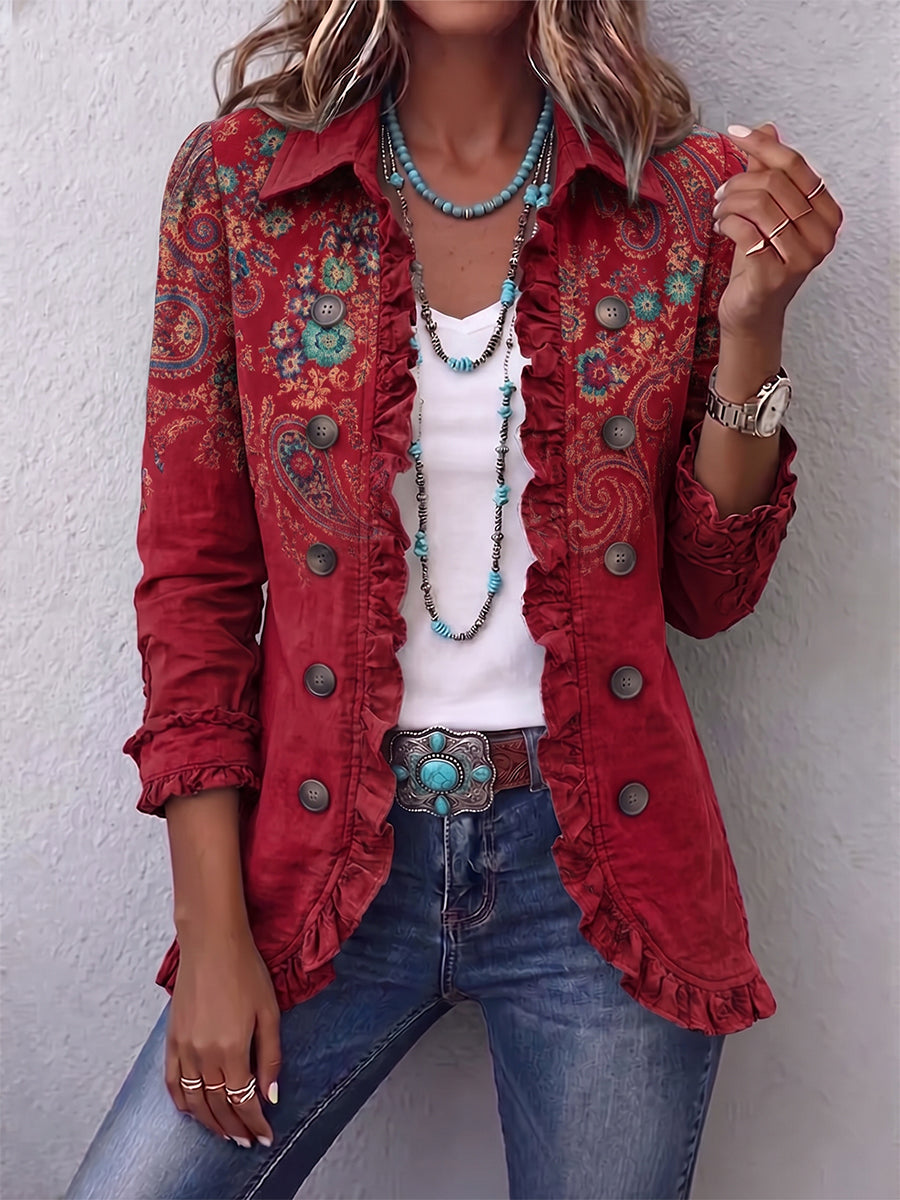 Lily™ | Giacca Ruffle in Stile Bohemien con Motivo Paisley