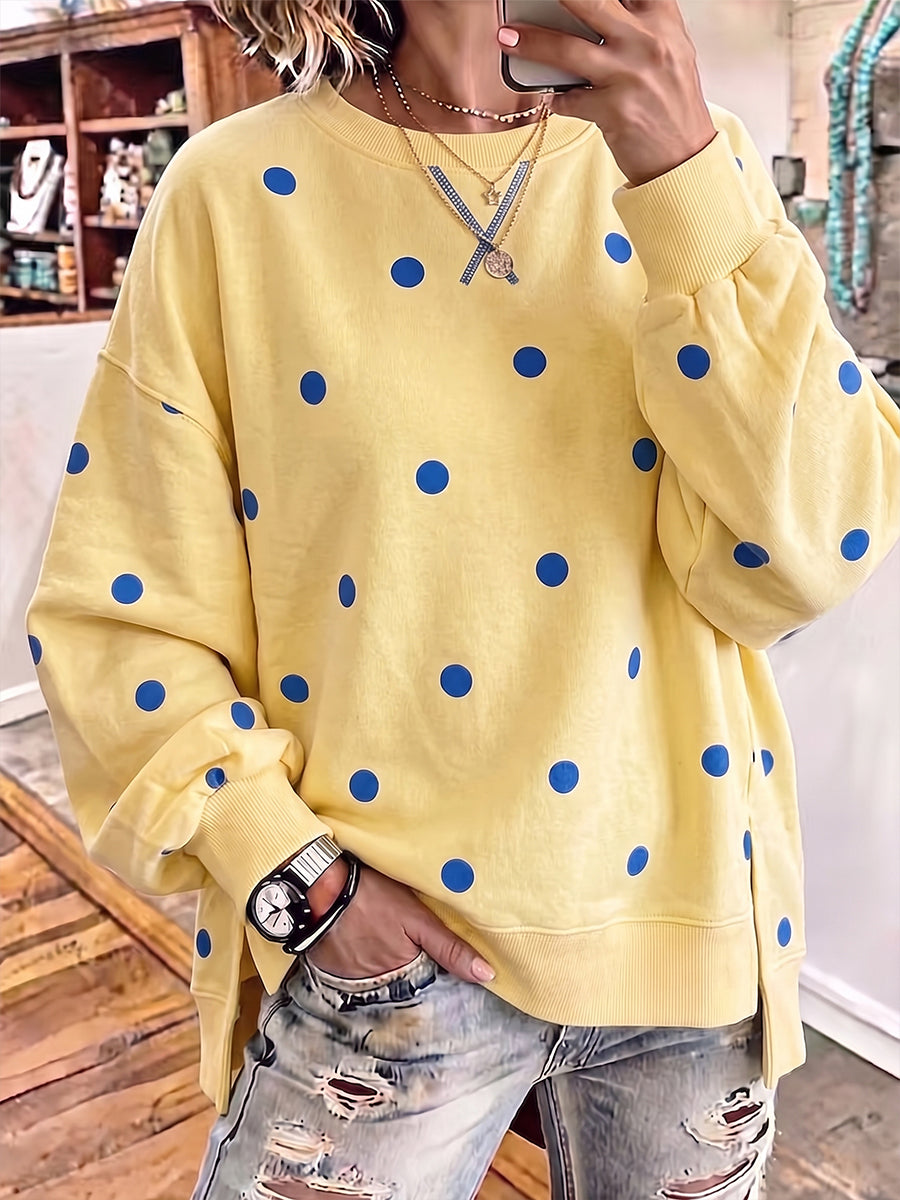Olivia™ | Maglione Chic Giallo Sole e Blu a Pois