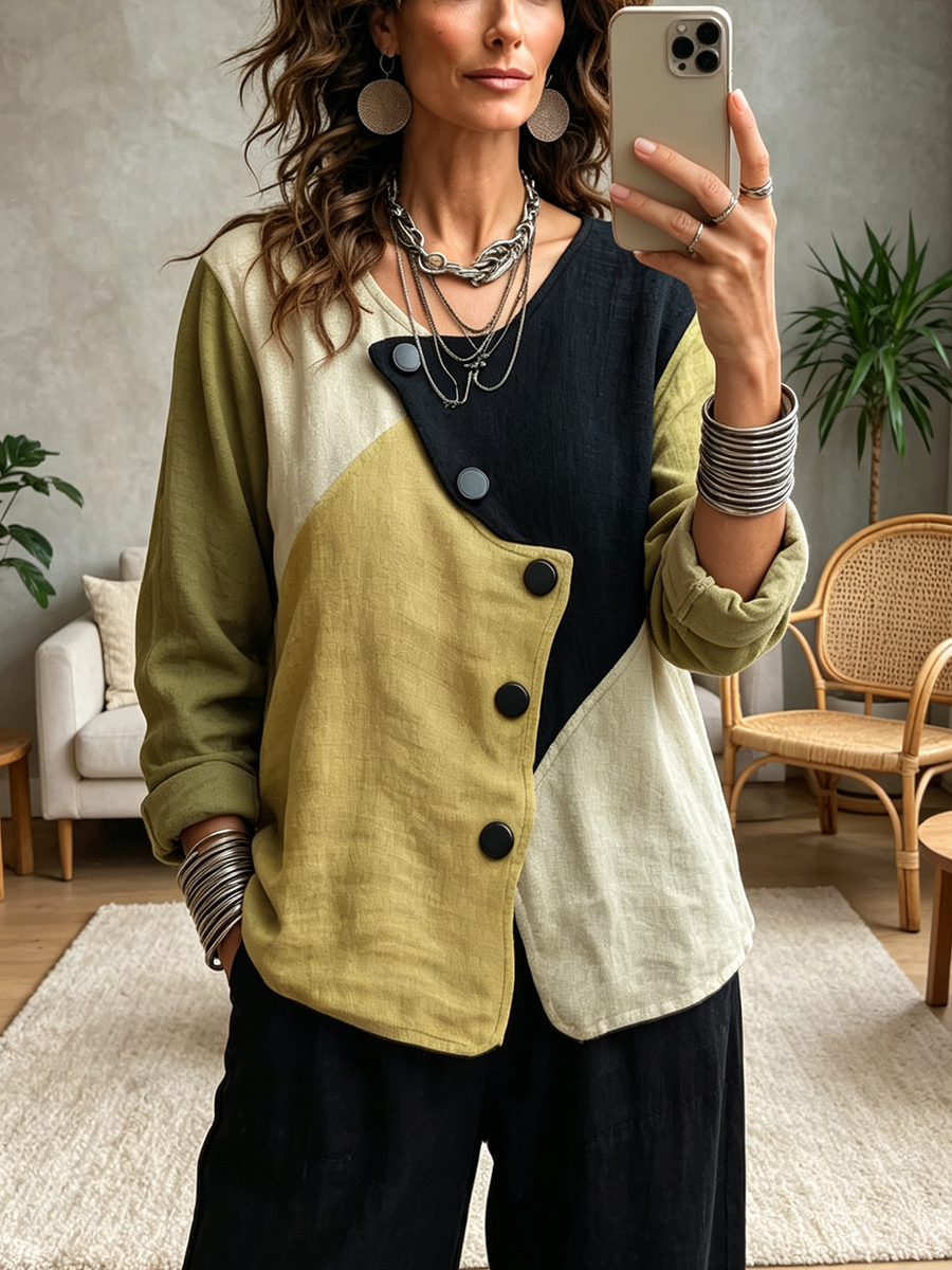 Eliza™ | Top Colorblock Asimmetrico alla Moda