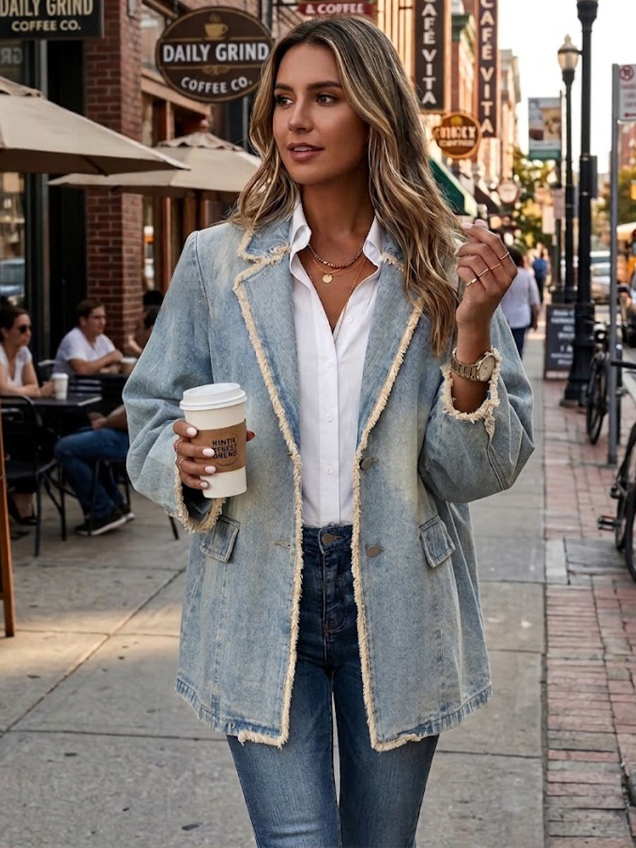 Dionne™ | Blazer Oversize in Stile Vintage con Bordo Grezzo