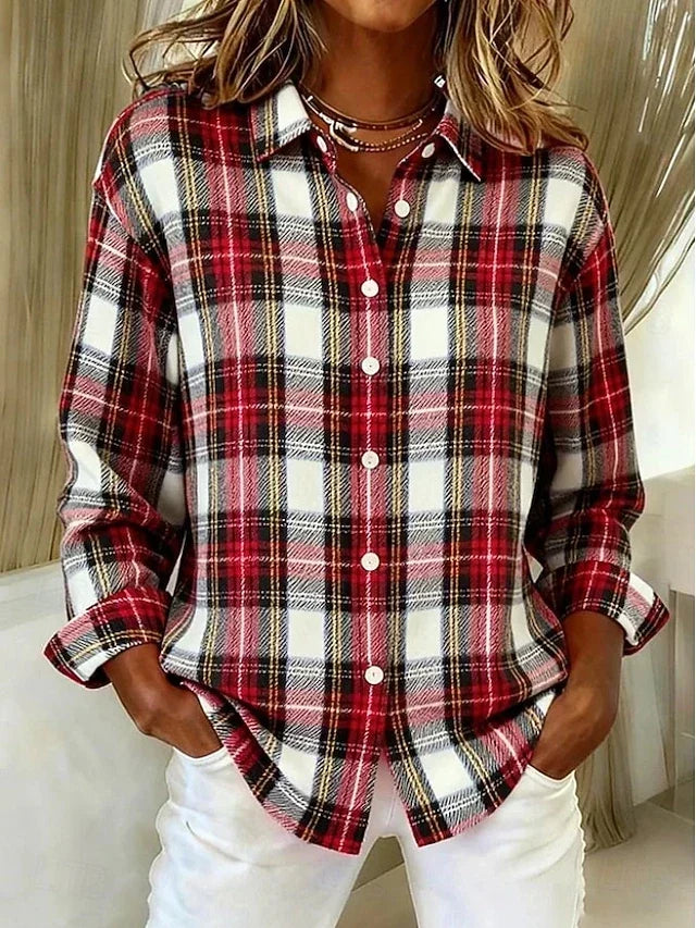Dulcie™ | Blusa Vintage a Quadri con Bottoni Frontali