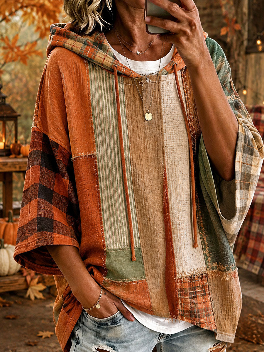 Andrea | Felpa Oversize in Patchwork Tonalità Autunnali
